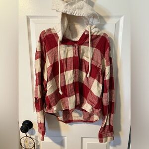 American Eagle Cropped Hooded Flannel
